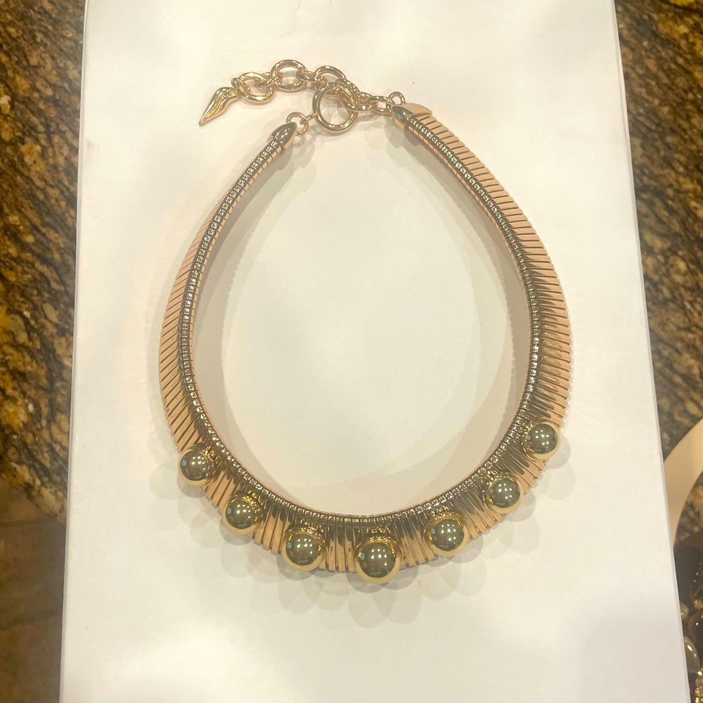 DVF Gold Plated Ball Accent Choker Necklace
